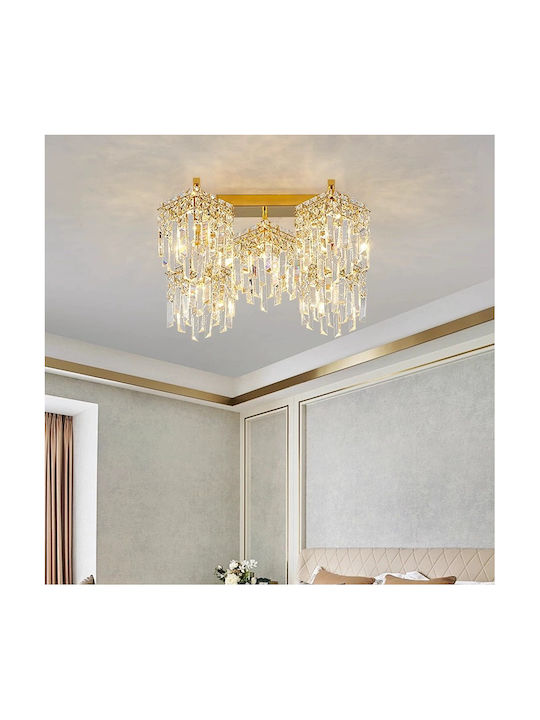 Alista Home Plafonieră de Tavan 45cm Aurie cu Soclu E14 cu Cristale