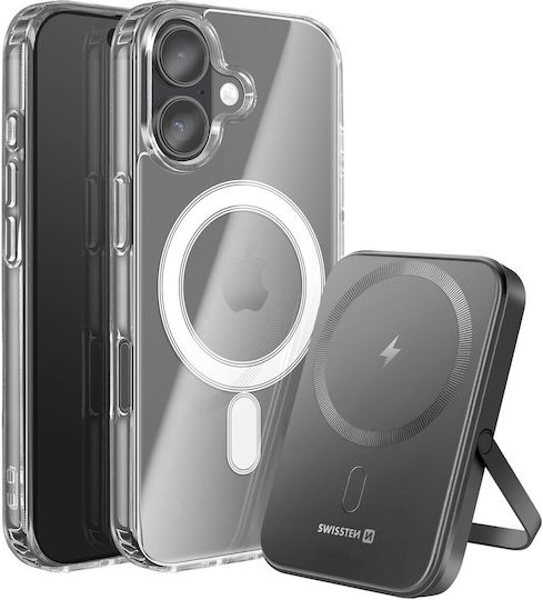 Swissten Pack Magsafe Iphone 17 Bi-material Case 5000 Mah Powerbank Transparent