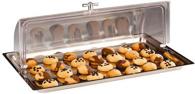 Raki Buffet Set Edelstahl Gastronorm 1/1 Tablett Polycarbonat Rolltop Deckel 56x36xh18cm
