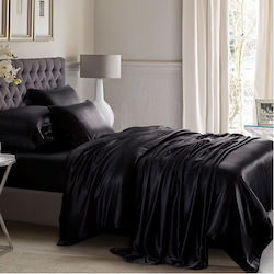 Kotonia Home Hotel King Size 4 Stück Bettlaken Set 100% Baumwolle Deluxe Satin Damast Schwarz Kotonia Home Hotel King Size 4 Stück Bettlaken Set 100% Baumwolle Deluxe Satin Damast Schwarz