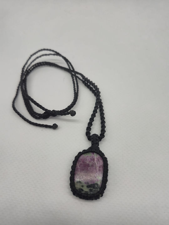 Colier Macrame Rubin Zoisit – Bijuterie Reglabilă Handmade