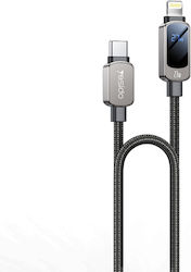 Cablu Date Tip-C La Lightning Display Digital 27W 1.2m Nylon Yesido Negru Cablu Date Tip-C La Lightning Display Digital 27W 1.2m Nylon Yesido Negru