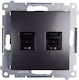 Kontakt-simon Computer Socket Simon54 Double 2xrj45 Cat.6 Overcast Anthracite D62.01/48