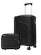 Amber Hard Black Travel Suitcases with 4 Wheels Set of 2 Pieces