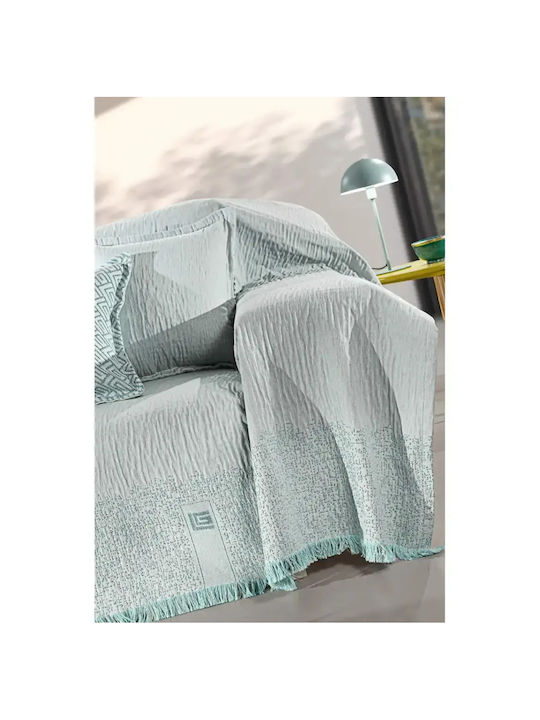 Guy Laroche Moreno Ριχτάρι Τριθέσιου Καναπέ Δύο 'Οψεων Chenille 180x300εκ. Aqua