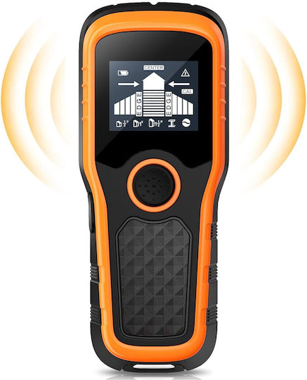 Detector Multifuncțional Instalații Electrice Componente Metalice Grinzi de Lemn Cavități Zola Ecran Lcd Semnalizare Sonoră Sensibilitate Maximă 80 Mm 7.5x3x18 Cm Portocaliu