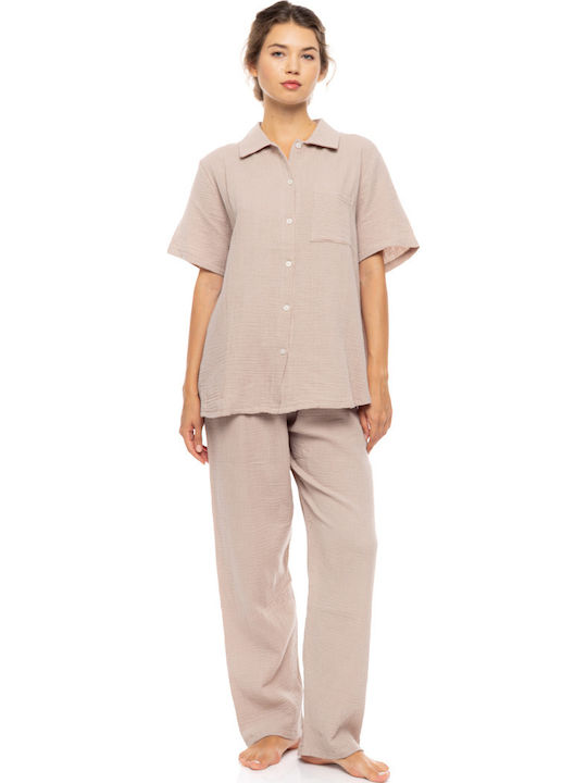 Pink Label Sommer Damen Schlafanzughose Coral