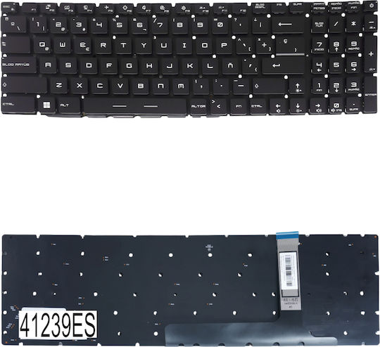 Испанска Клавиатура За Лаптоп Spanish Laptop Keyboard Msi Ge76 Raider 10ue 10ug 10uh 11ue 11ug 11uh Ms-17k3 Ms-17k4 Ms-17kk Leopard 12ue 12uh Es Без Рамка Черна Код 41239es