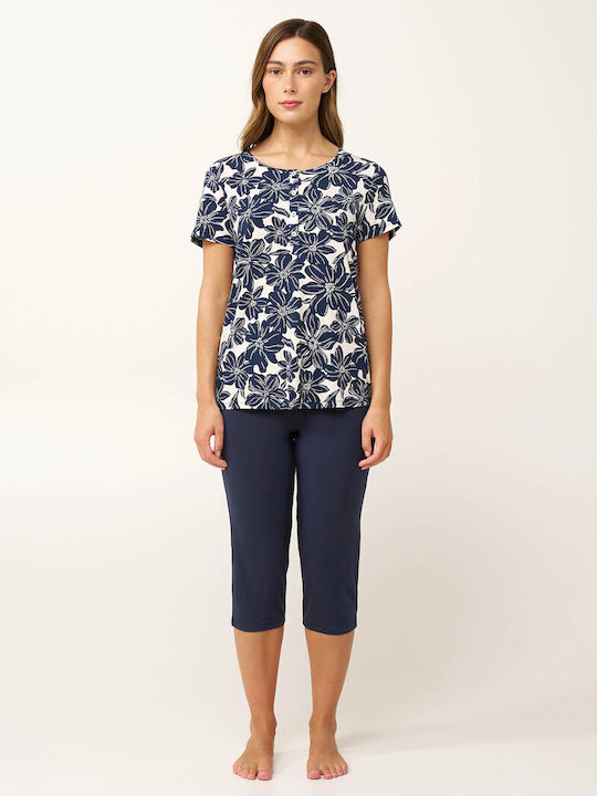 Vamp Sommerliches Damen-Pyjama-Set Blau Blazer Vamp Sommerliches Damen-Pyjama-Set Blau Blazer