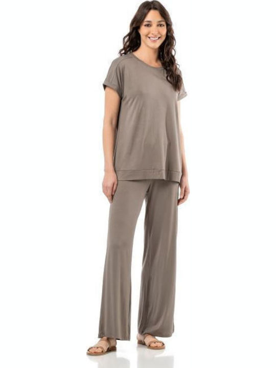 Bodymove Damen Bluse Grau-Braun