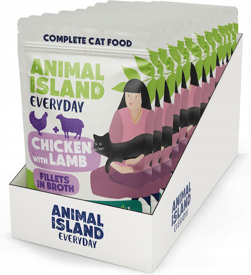Animal Island Wet Cat Food in Pouches with Chicken and Lamb 12x85gr