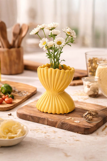 Kaemingk Ceramic Yellow Vase 10x10xH16cm Kaemingk Ceramic Yellow Vase 10x10xH16cm