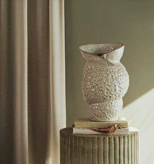 Broste Copenhagen Decorative Ceramic Vase Shelly Beige H38cm