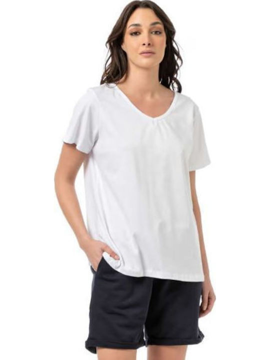 Bodymove Damen Bluse Baumwolle Weiß