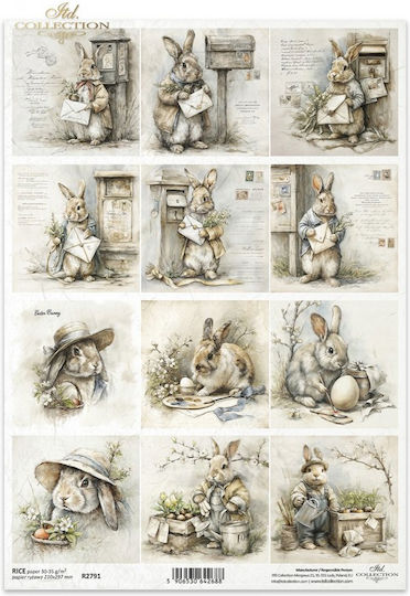 Decoupage Rice Paper Itd 21x29cm Bunny Cards R2791