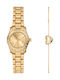 Michael Kors Lexington Set Womens Watch 26mm Battery With Gold Stainless Steel Bracelet