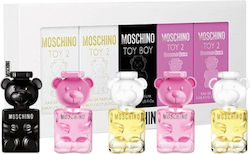 Set Moschino Toy 2 Bubble Gum Eau de Parfum Unisex 2 Bucăți 5 Ml + Toy 2 Eau de Parfum Unisex 2 Bucăți 5 Ml + Toy Boy Eau de Parfum Unisex 5 Ml