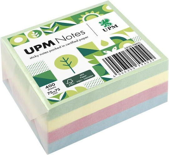 Upm Notes Extra Strong Memo Pads Cube 4 Pastel Colors 75x75mm 400 Sheets