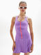 Sommer Mini Sportliches Damenkleid Ärmellos Flieder