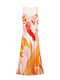 Sommer Maxi Wickel Damenkleid Orange