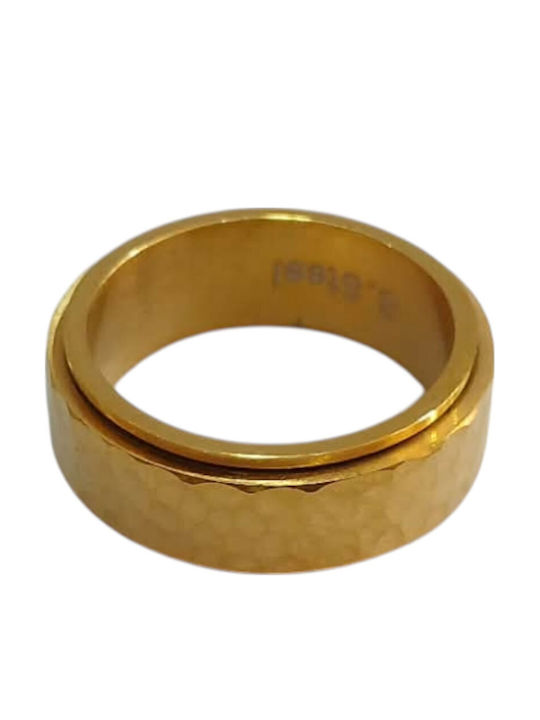Kalliopi Silver Ανδρικό Δαχτυλίδι από Ατσάλι Επιχρυσωμένο