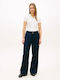Women's Fabric Trousers in Loose Fit Navy