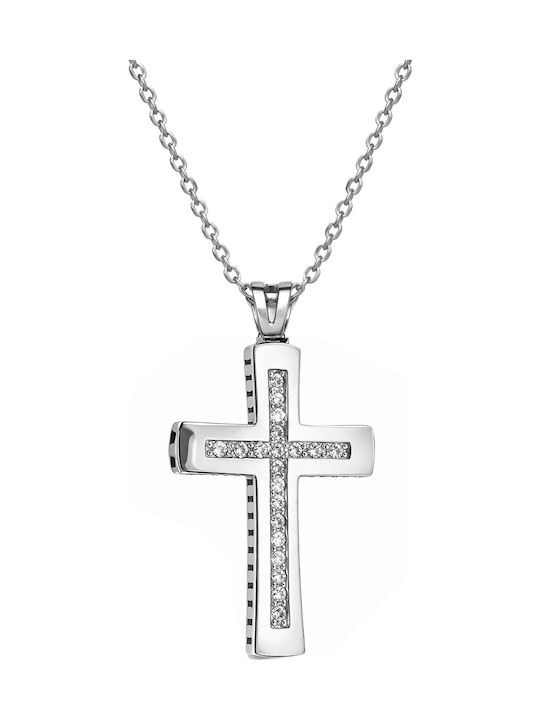 Women's White Gold 18K Cross with Chain