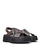 Tasha Leder Flache Sandalen Für Damen Braun