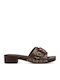 Deri Damen Flache Sandalen Braun