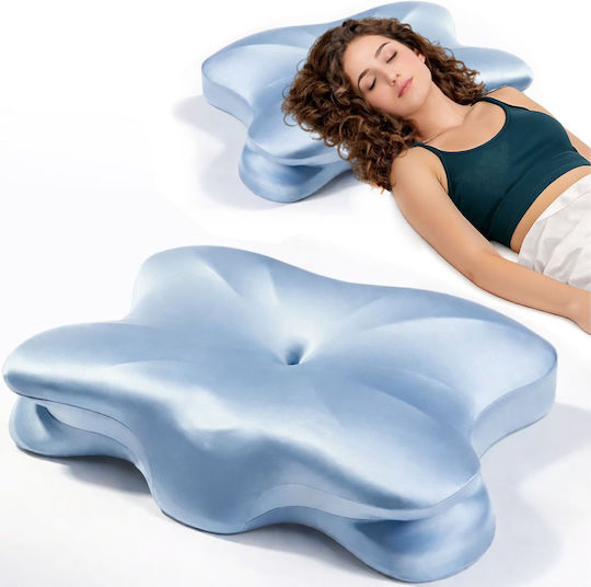 Linomag Orthopädisches Nackenkissen mit Memory-Schaum 58x37x10cm in Hellblauer Farbe