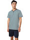 Vamp Sommer Herrenpyjama Blau