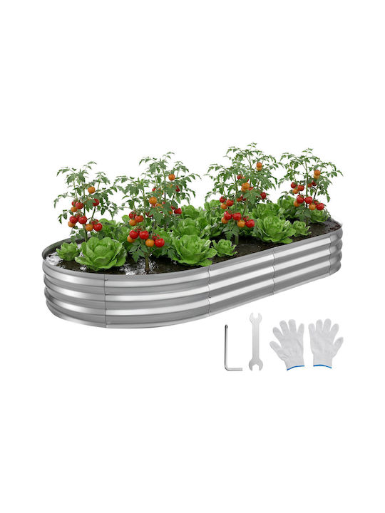 Vevor Metallischer Silberner Pflanzgefäß 240x120x30cm