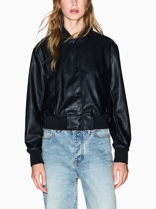 Damen Biker Jacke Schwarz