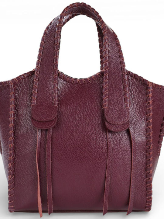 Leather Women's Tote Handbag Burgundy