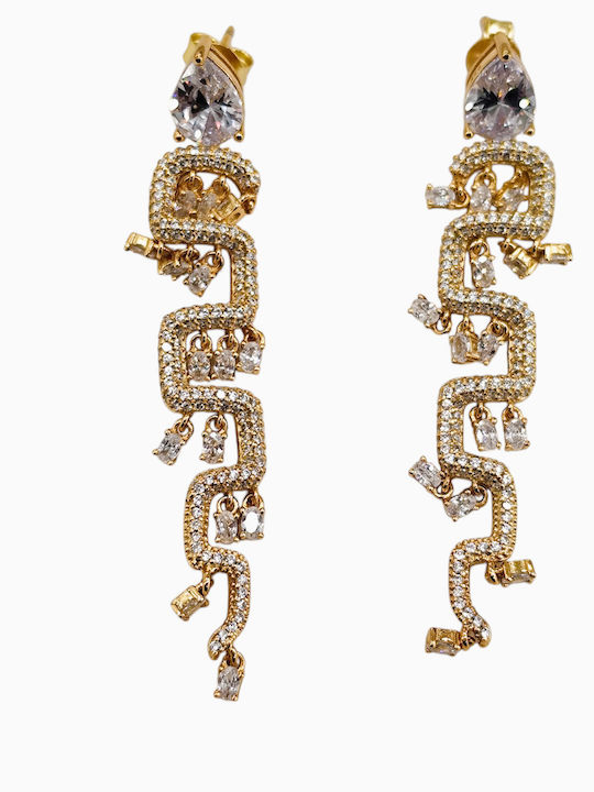 Silver Gold Plated Dangle Earrings Zircon Silver925 bf1164