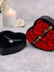 Velve Necklace With Black Heart Design