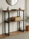 Solain Console Table from Wood & Metal Walnut-Black L79xW29xH85cm