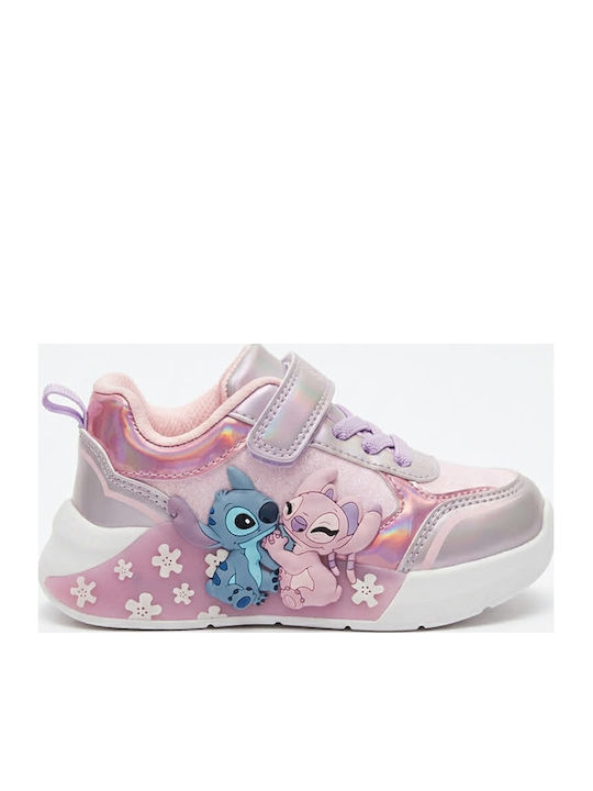 Kids Sneakers with Hoop & Loop Closure & Lights Pink