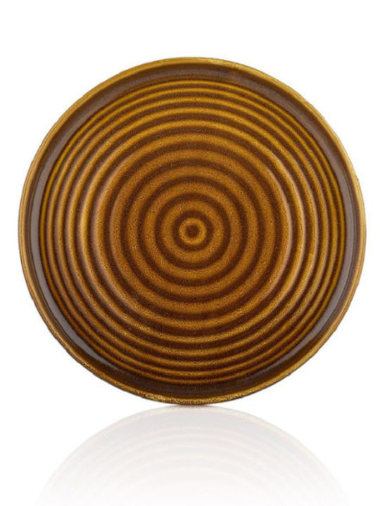 By Bone Shallow Plate Made of Brown Porcelain 23cm 6 Pieces