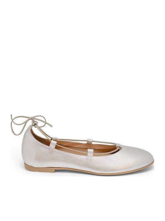 Bigshoes Damen Ballerinas aus Leder in Silber F...