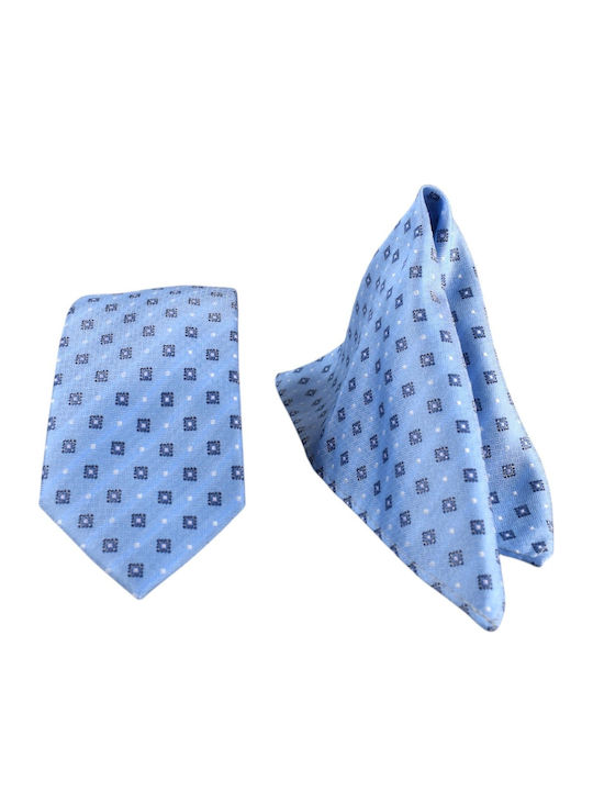 Men's Tie Handkerchief 6cm Nino Venturi A24 Light Blue