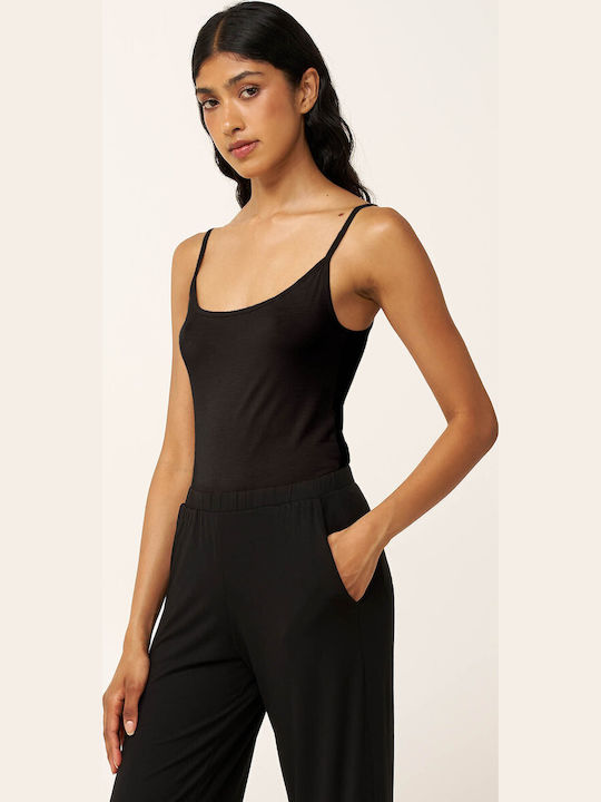 Vamp Black Women's T-Shirt with Spaghetti Strap
