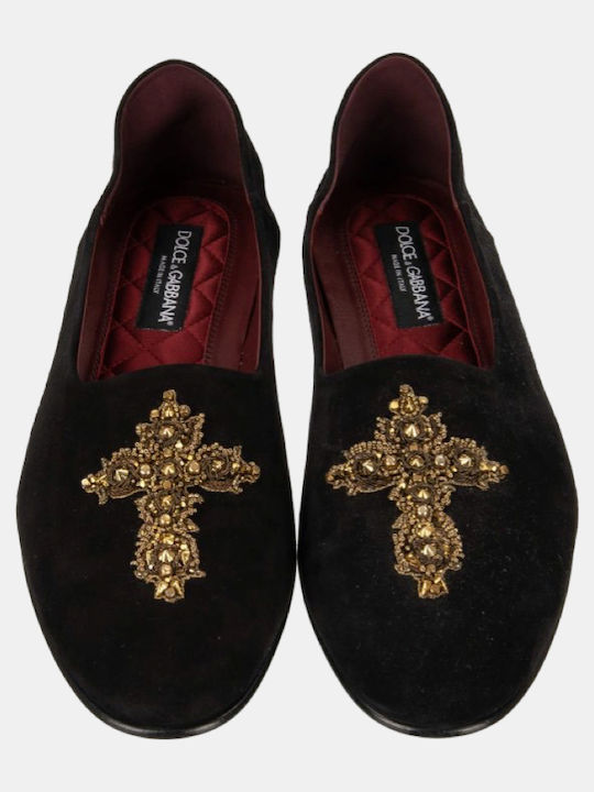 Suede Men's Loafers in Black Colour
