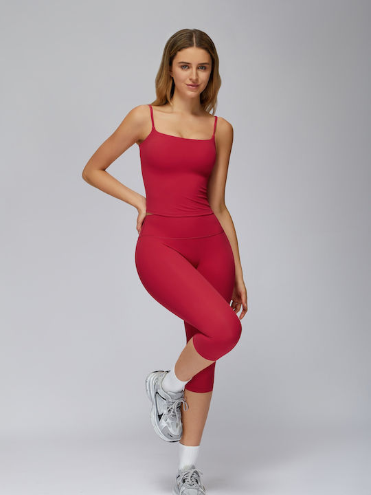 Women's Set with Cropped Leggings Red