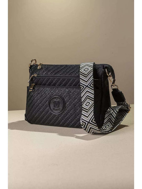 Fragola Straw Women's Shoulder Bag Black