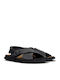 Leder Herrensandalen in Schwarz Farbe