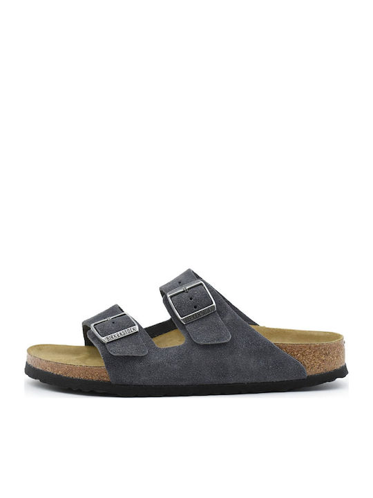 Suede Leather Men's Sandals in Gray Colour