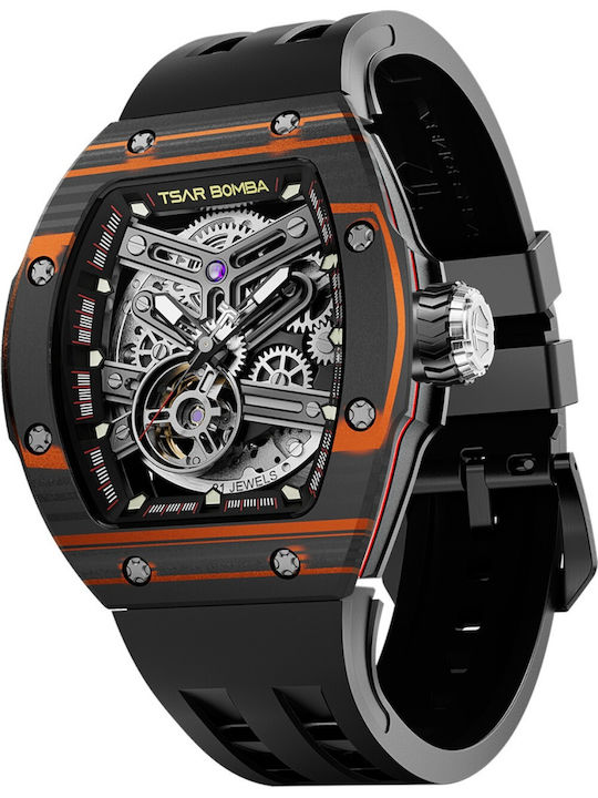 Tsar Bomba Men's Watch 45mm Automatic with Black Rubber Strap