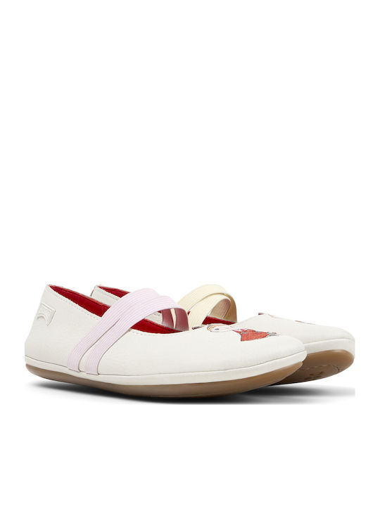 Kids Ballerinas with Hoop & Loop Closure Leather White Nina Nina