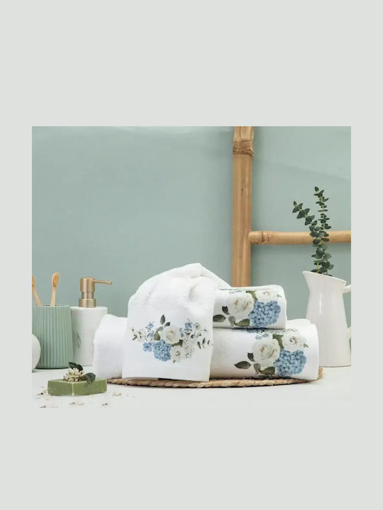 Borea Hortensia Face Towel 50x90cm White